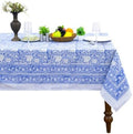 Home Spun & Crafts 72x180 Inches Rectangle Hand Block Print Tablecloth, 100% Cotton, Blue Floral Table Cloths Washable, Traditional Indian for Dining Outdoor Thanksgiving Halloween Christmas by HomeSpunCrafts