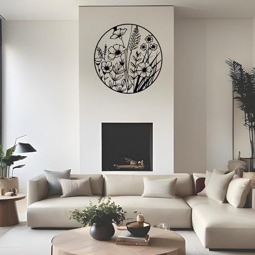Metal Wall Decor | 35'' x 35'' x 0.05'' Flowers Themed Metal Wall Art | Handmade Indoor and Outdoor Wall Decorations - Image 3