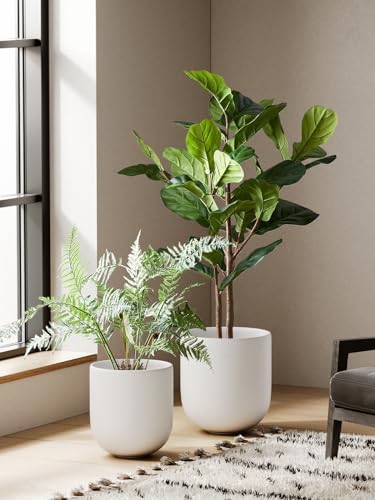LE TAUCI 10 Inch Plant Pot, Ceramic Pots for Plants, White - Image 2