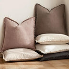 Foindtower Decorative Linen Fringe Throw Pillow Covers 22×22 Dusty Pink - Image 6