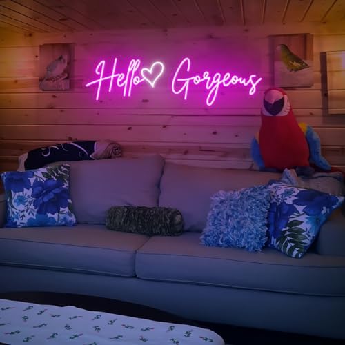 30×9 Inch Hello Gorgeous Neon Signs for Wall Decor by Raipile