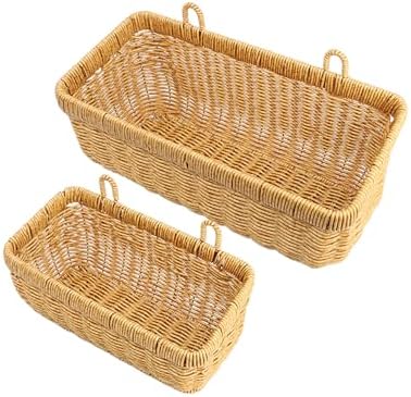 AceList Wall Hanging Basket, Boho Style Hand-Woven Hanging Storage Baskets - Set of 2, Ideal for Boho Room Decor, Kitchen, Garden, and Living Room by AceList