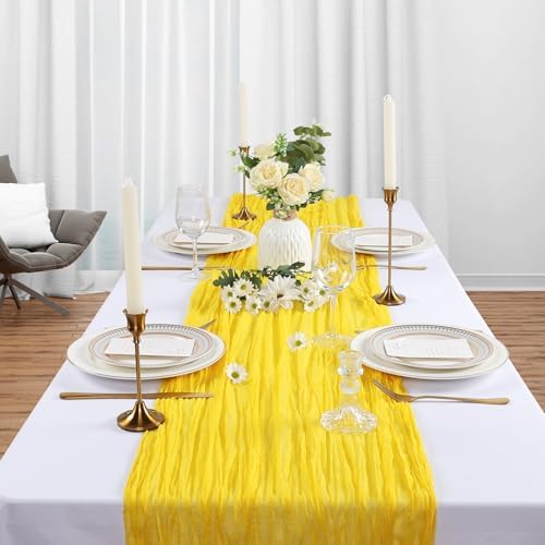12 Pack 35 x 120 Inch Lemon Yellow Table Runner Cheesecloth - Image 3