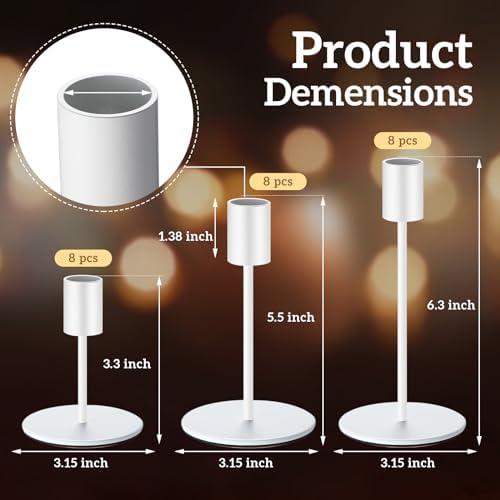 Sieral Candle Holders Bulk Taper Candlesticks Holders Set Modern Decorative Metal Candelabras for Wedding Anniversary Home Dinning Table Centerpiece Xmas Party Decor(Matte White,24 Pcs) - Image 5