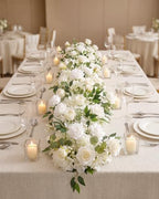 36inch Aisle Flower Garland with Chiffon Sheer Drape, White Rose and Hydrangea, Artificial Flowers for Wedding Arch, Backdrop, Reception Table Decor - Floral Runner for Ceremony Pathway & Bridal Suite - Image 2