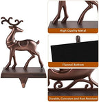 MCEAST Set of 4 Christmas Stocking Holders Santa and Reindeer Mantle Stocking Hangers Metal Christmas Hanging Hooks Safety Hanger Grips for Fireplace Decoration, Black - Image 3