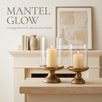 Hurricane Candle Holder with Glass Cylinder Antique Brass Iron Base - Image 7