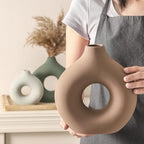 Vanselia Ceramic Vase Home Table Decor - Flower Vases Set of 3 Small Living Room Centerpiece Decorations for Shelf Bedroom Office Kitchen Dining Desk Modern Aesthetic Farmhouse Decorative (Brown) - Image 4