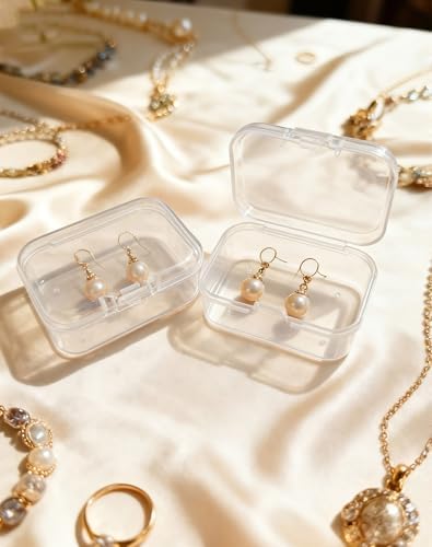 LJY 100 Clear Rectangular Plastic Boxes, 55 x 40 x 20 mm for Jewelry - Image 5