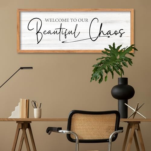 AuraPeak Welcome To Our Beautiful Chaos Sign, Wood 40"×15" - Image 6