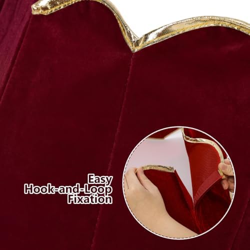 Hungdao Velvet Foldable Christmas Tree Collar, Burgundy Tree Skirt, 28'' - Image 5