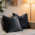 Luxurious Velvet Euro Shams Decorative Throw Pillow Covers 26x26 Set of 2 Solid Square Euro Pillow Shams for Sofa Couch Bedroom, Black by COCOPLOCEUS