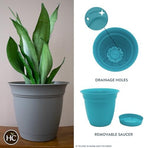 The HC Companies Eclipse Round Planter Pot, 8 Inch, Teal, 6-Pack - Image 2
