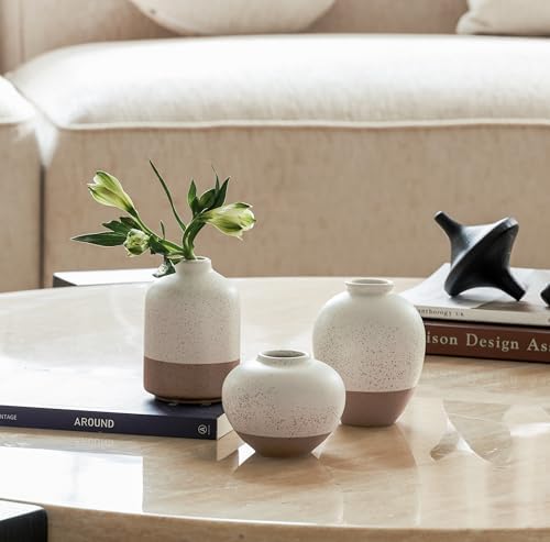 DN DECONATION Flower Vase Set of 3, Small Ceramic Vase Farmhouse Home Decor - Image 6
