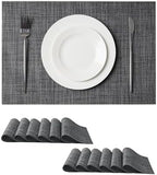 Leetaltree Black and Grey Woven Placemats Set of 12 - Heat Resistant Non-Slip Place mats for Dining Table, Washable Durable PVC Vinyl Woven Table Mats(Black & Grey, 12) by Leetaltree-ArtatEveryTable