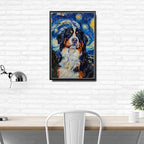 Metal Sign Tin Sign Vintage Wall Art Bernese Mountain Dog Starry Night Dream Gentle Giant in A Night Canvas for Home Cabin and Seasonal Decor Waterproof Aluminum 8×12 Inches with Metal Frame - Image 3