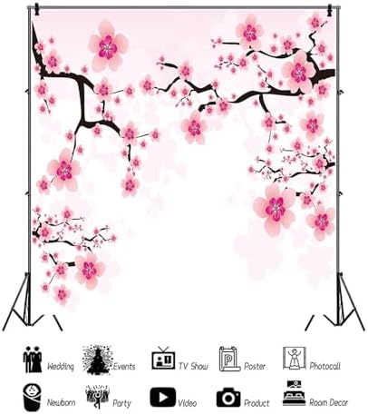 Leyiyi Romantic Cherry Blossoms Backdrop 8x8ft Photography Background Valentine's Day Decoration Soft Pink Love Theme Wedding Party Kids Girls Boys Adults Love Photo Booth Video Props - Image 3