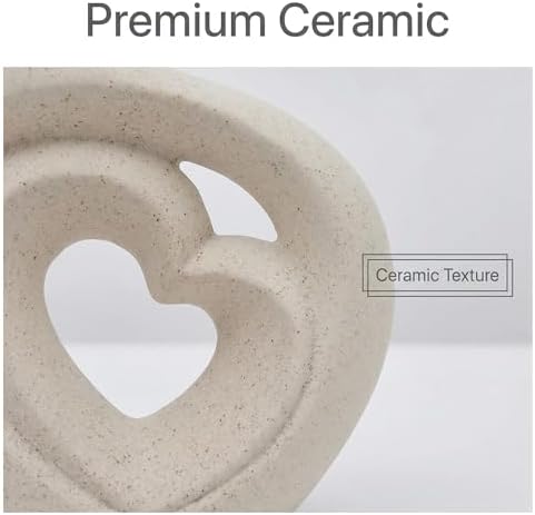 Cream White Ceramic Heart Shaped Vases Set of 2 - Image 5