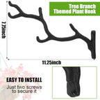 Blulu 6 Pcs Cast Iron Plant Hanger Wall Bracket Tree Branch, Black - Image 2