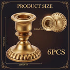 Mumufy 6 Pcs Pillar Candle Holders, Vintage Resin Candle Stands, Farmhouse Retro Table Centerpiece Candles Holders for French Country Decoration Home Wedding Party Living Room(Antique Gold) - Image 2