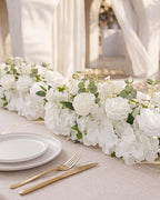 18inch Aisle Flower Garland Centerpieces, White Rose and Hydrangea, Artificial Flowers for Wedding Arch, Backdrop, Reception Table Decor - Floral Runner for Ceremony Pathway & Bridal Suite - Image 5