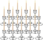 Silver Wine Glass Metal Candlestick Holders - Vintage Modern Metal Taper Candle Holders, Decorative Centerpiece for Table Mantel, Wedding Kitchen Home Decor, Wedding Gift,18Pcs by Unknown