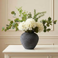 Faux Arrangement - Eucalyptus & White Hydrangea Flowers, Large Artificial Floral Greenery Centerpieces for Tables, Modern Farmhouse Decor for Dining Room, Kitchen & Coffee Table, 30 inches Tall by RyddeligHome-AestheticHomeDecor