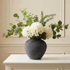 Faux Arrangement - Eucalyptus & White Hydrangea Flowers, Large Artificial Floral Greenery Centerpieces for Tables, Modern Farmhouse Decor for Dining Room, Kitchen & Coffee Table, 30 inches Tall by RyddeligHome-AestheticHomeDecor
