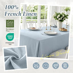 Linen World Blue Linen Tablecloth - 100% French Linen Table Cloth 72" x 72" Inch,Washable Square Tablecloth for Dining,Outdoor,Weddings and Restaurants,Decorative Thanksgiving Christmas - Mist Blue - Image 4