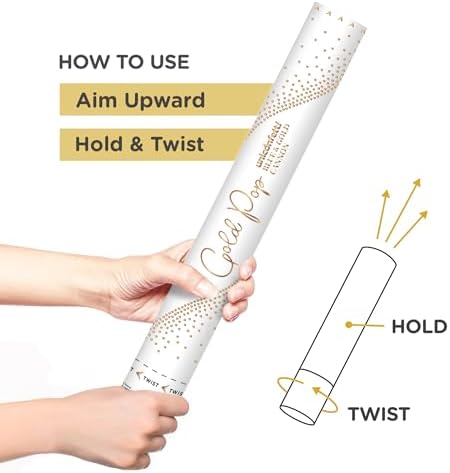 JAPJA Biodegradable Confetti Streamer Cannons, Blue & Gold, 16in, 6-Pack - Image 3