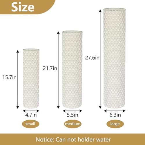 White Tall Floor Vase - Set of 3 Large Metal Decorative Vases - Image 5