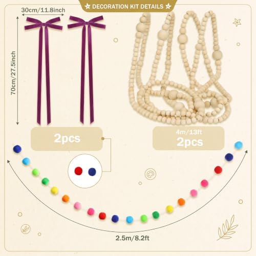 300 Sheets Christmas Paper Chains Strips and Purple Velvet Bow - Image 3