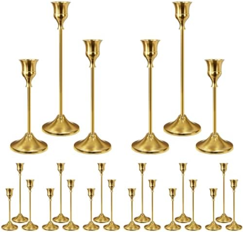24Pcs Gold Taper Candle Holders, Vintage Centerpieces Candlestick Holder by Saicefe