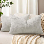 decorUhome Textured Chenille Throw Pillow Covers 12x20 Set of 2 Light Grey by decorUhome