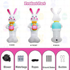 10FT Easter Inflatables Bunny Holding Easter Egg Decoration, Easter Blow up Yard Decoration White Rabbit Inflatable Built-in 3 LED for Easter Party Holiday Indoor Outdoor Yard Garden Decor - Image 6