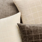 MIULEE Beige Plaid Decorative Euro Throw Pillow Covers 26x26 Set of 2 - Image 2
