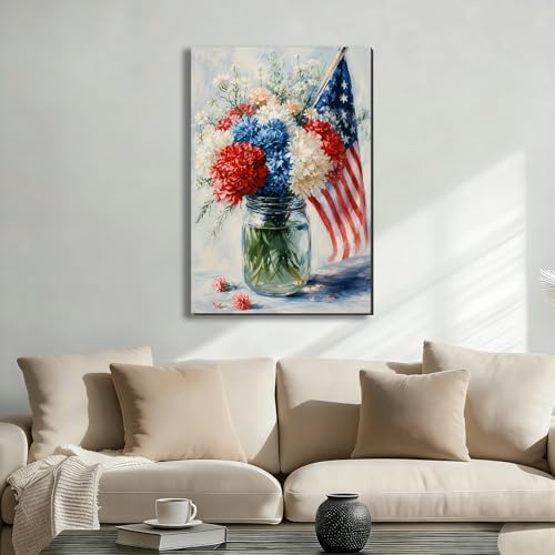 ZERILYN Ship Next Day – Patriotic Canvas Prints for Home, 4th of July Wall Decor, American Flag Pictures, Independence Day Red White Blue Decoration - Image 2
