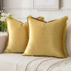 FUTEI Pack of 2 Velvet Decorative Throw Pillow Covers 18x18 Inch, Gold by FUTEI