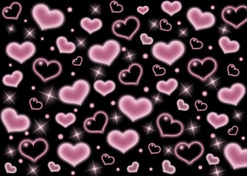 10x8FT Valentine's Day Backdrop Black and Pink Heart Photo Backdrop 90s Background Sweet Women Men Happy Birthday Party Photography Background Studio Props by CYLYHBACKDROP