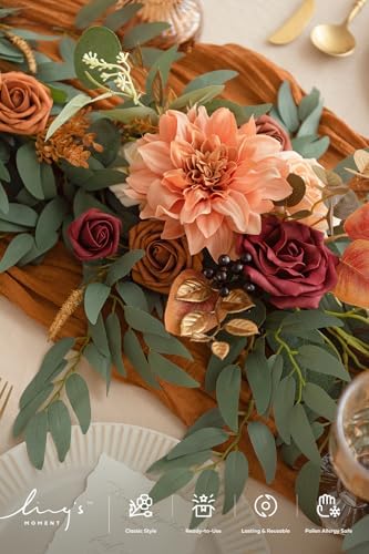 Ling's moment Terracotta Artificial Flower Garland Fall Wedding Arch 6 FT - Image 3