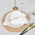 Pesonlook 24 Pcs White Cotton Linen Napkins with Fringe, 16x16 Inches - Image 5
