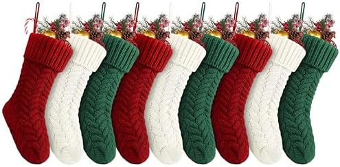 Fesciory 18 Inch Christmas Stockings, 9 Pack Large Cable Knit Xmas Decor by Fesciory