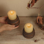 NIKKY HOME Farmhouse Wooden Pillar Candle Holders Set of 2, Mantel Decor - Image 3
