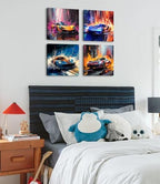 DJSYLIFE Car Posters Canvas Wall Art Man Cave 12x12 4-Panel - Image 2