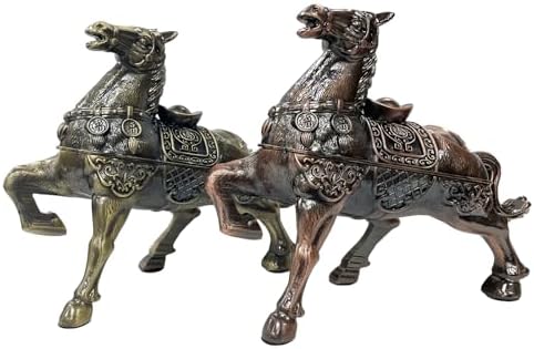 Briskfeel Metal Ornament Galloping Horse Statue Classic Bronze Finish Luxury Home Decor Multi Functional Sculpture for Living Room Office Desk Feng Shui Art (D3 Bronze) - Image 5