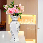 White Ceramic Flower Vase, 12-Inch Modern Decorative Vase - Image 4