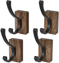 Coat Hooks Wall Mount: Walnut Wood Heavy Duty Wall Hooks, 4Pcs Double Hooks by IURRDOP