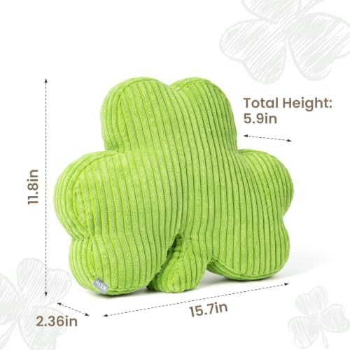 AELS Shamrock Pillow Set of 2, St. Patrick's Day Decorative Throw Pillow, 15.7” Corduroy Striped Cute Cushion for Living Room & Bedroom, Perfect for Holiday Home Decor, Grass Green - Image 2