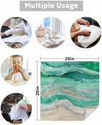 Green Coastal Cloth Napkins Set of 6, Holiday Napkins for Baby Shower, Spring Summer Ocean Beach Nautical Sea Wave Washable Reusable Dinner Napkins for Cocktail Wedding Party, 20 x 20 Inch - Image 5