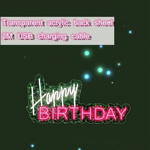 Happy Birthday LED Neon Signs Transparent Acrylic Lights Decor for Wedding Birthday Party Wall Home Bedroom Room Art Decoration with USB Light Modulator 5V - Image 2